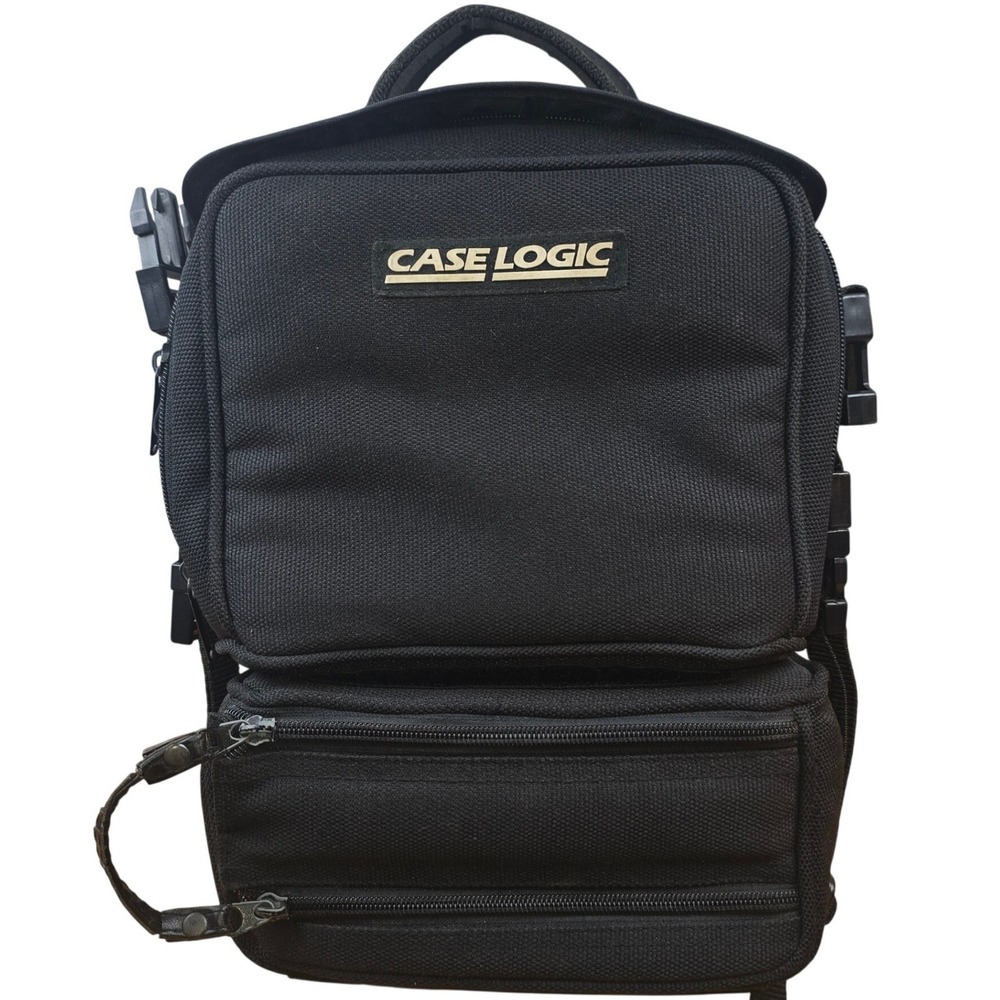 Case Logic Black Padded Camera Bag with Detachable Pouch Hook & Loop Zippers VTG